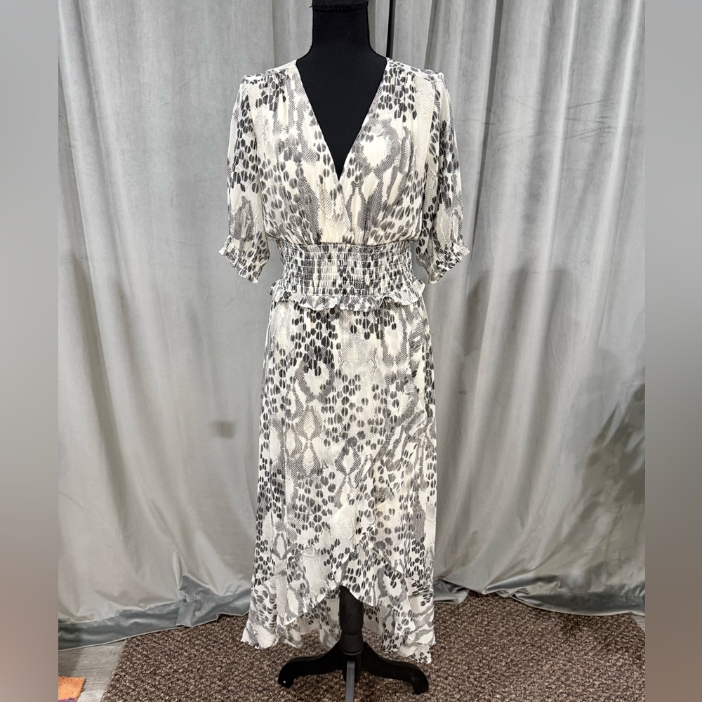 Express Monochrome Animal Print Midi Dress